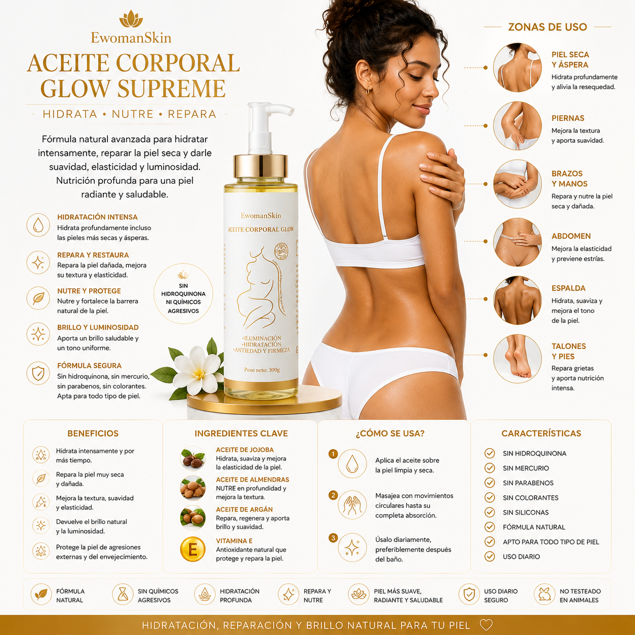 Aceite Corporal Reparador de piel seca